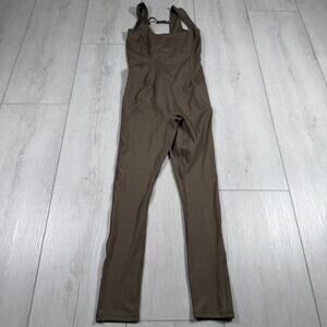 Fabletics Tyra One Piece XXS Jumpsuit Brown Compression Workout Open Back